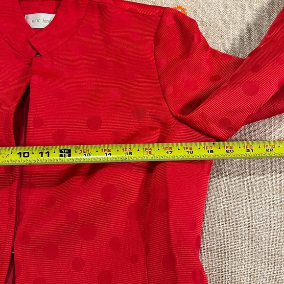 Erin London Spring Jacket Blazer Coat Mandarin - Red Open Front Small Dots - Picture 11 of 13